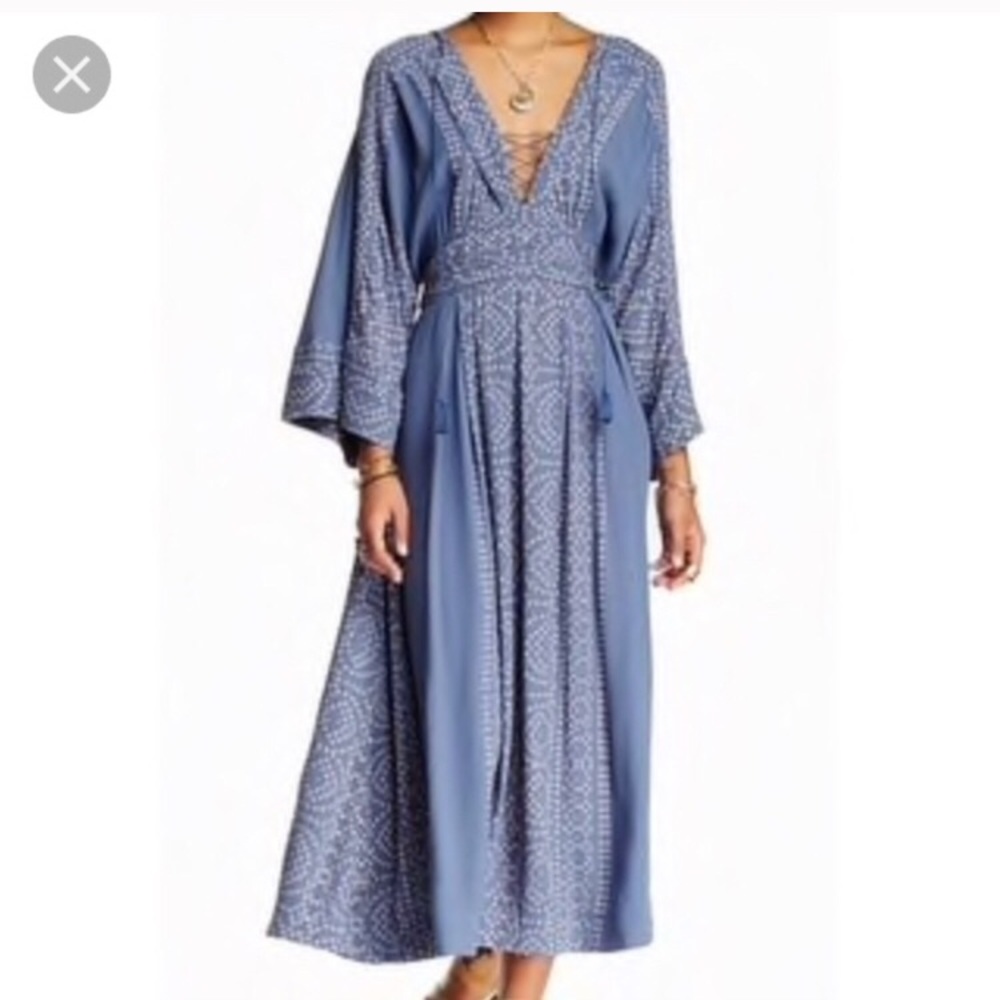 Free people midi dress, lace up front